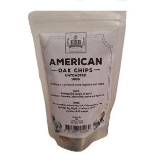 American Oak Chips Untoasted for bourbon and whisky 100g