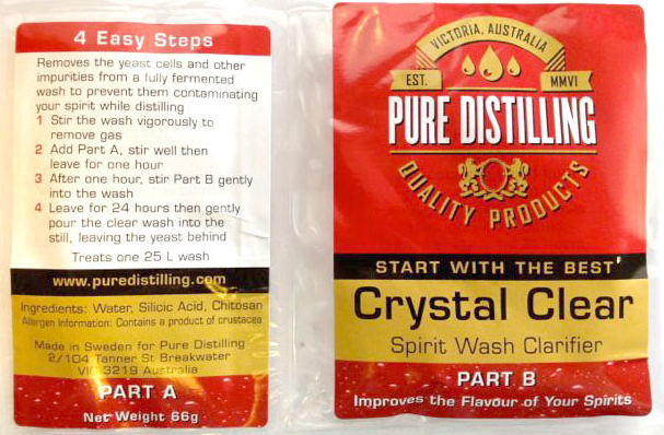 Pure Distilling crystal clear spirit wash clarifier