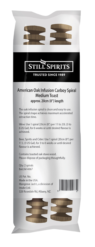 Still Spirits Carboy Infusion Spiral -  American Medium Toast Oak